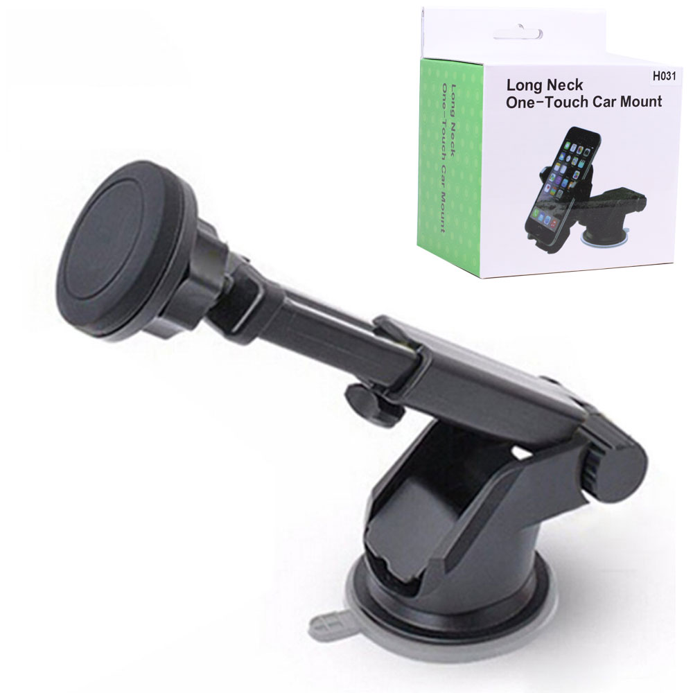 Universal Magnetic Long Neck ONE Touch Windshield and Dashboard Car Mount Holder (Black)